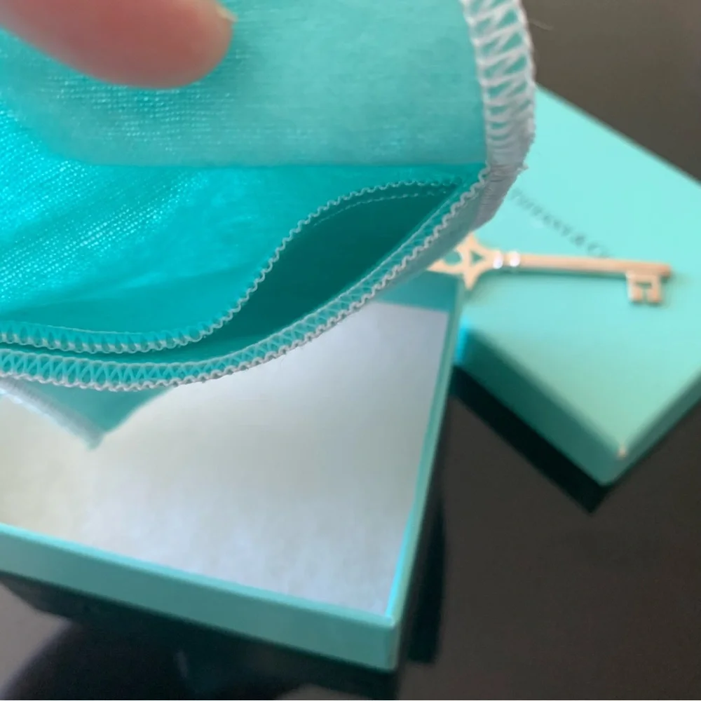 Tiffany & Co Large Crown Key Necklace 24” Sterling Silver 925 w Box Pouch Auth